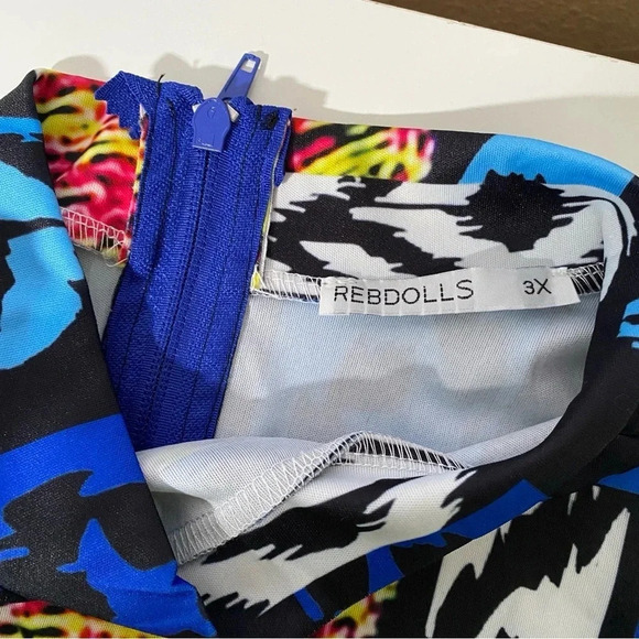 Rebdolls Women's Bodycon Longsleeve Dress 3XL Blue - Picture 4 of 9